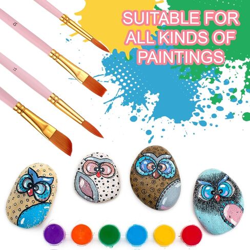 12 Pcs Soft Artist Painting Brush Fan Paint Brushes Wood Handle Oil Acrylic Paint Brushes Anti-Shedding Nylon Hair Painting Brush Professional Fan Brush Kit with Long Handle for Watercolor Gouache in Kuwait