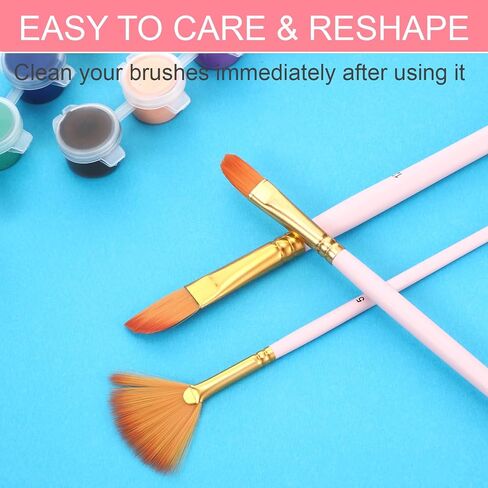 12 Pcs Soft Artist Painting Brush Fan Paint Brushes Wood Handle Oil Acrylic Paint Brushes Anti-Shedding Nylon Hair Painting Brush Professional Fan Brush Kit with Long Handle for Watercolor Gouache in Kuwait
