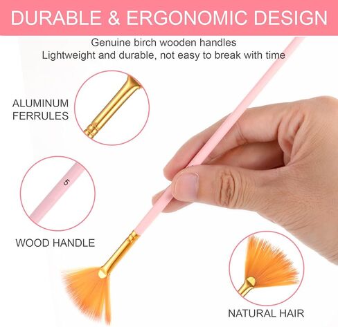 12 Pcs Soft Artist Painting Brush Fan Paint Brushes Wood Handle Oil Acrylic Paint Brushes Anti-Shedding Nylon Hair Painting Brush Professional Fan Brush Kit with Long Handle for Watercolor Gouache in Kuwait