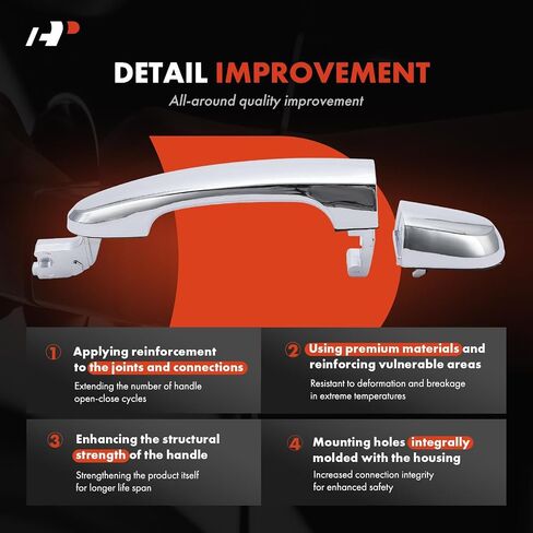 A-Premium Rear Left Driver Side Exterior Door Handle Compatible with Kia Sportage 2005-2010, Chrome in Saudi Arabia