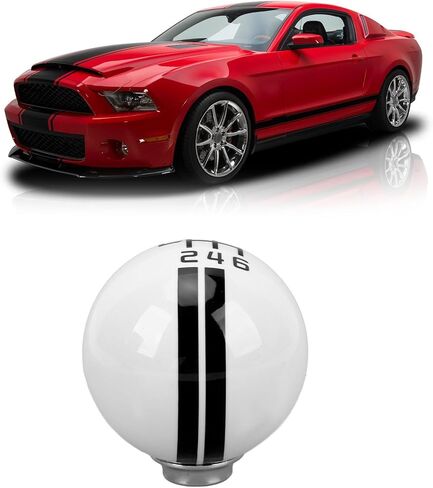 Hapivida Car Racing Gear Shift Knob, 6 Speed Round Ball Metal Manual Fiber Shift Knobs with 3 Adapters for Manual Vehicle GT500 Black in Saudi Arabia