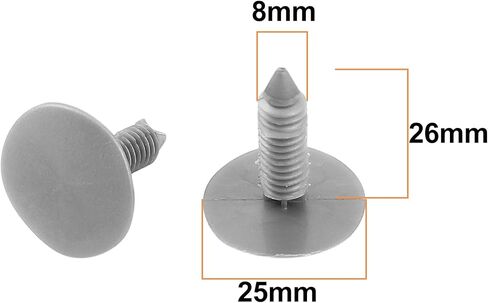 uxcell Gray Plastic 25mm x 8mm Rivets Fastener Fender Car Bumper Push Clips 20 Pcs in Saudi Arabia