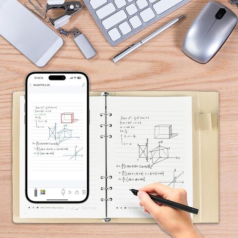 Smart Pen Notebook Set, Digital Smartpen for Real Time Digitization Sync Convert to Text, Bluetooth Notebook Smartpen for Note Taking Study Drawing, Compatible with in Saudi Arabia