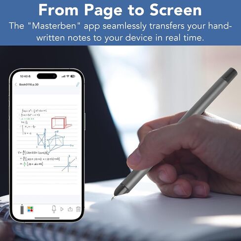 Smart Pen Notebook Set, Digital Smartpen for Real Time Digitization Sync Convert to Text, Bluetooth Notebook Smartpen for Note Taking Study Drawing, Compatible with in Saudi Arabia