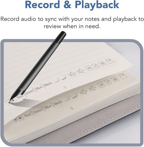 Smart Pen Notebook Set, Digital Smartpen for Real Time Digitization Sync Convert to Text, Bluetooth Notebook Smartpen for Note Taking Study Drawing, Compatible with in Saudi Arabia