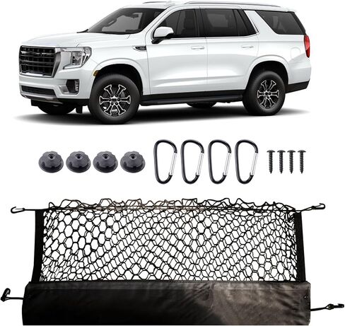 JINGKE Envelope Style Cargo Net Trunk Car Tailgate Netting Compatible with Chevrolet Chevy Tahoe, GMC Yukon SLE SLT AT4 Denali New 2015-2025 Trunk Car Tailgate Netting(L Code) in Kuwait