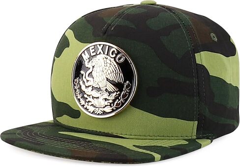 Trendy Apparel Shop Metal Mexico Eagle Decorated Flatbill Snapback Baseball Cap in Saudi Arabia