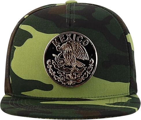 Trendy Apparel Shop Metal Mexico Eagle Decorated Flatbill Snapback Baseball Cap in Saudi Arabia
