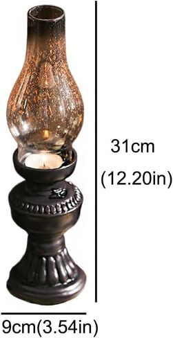 Candleabra Nordic Retro with Handle Candlestick Glass Lampshade Desktop Decorative Ornaments Suitable for Living Room Study Tea Room Candelabras(Medium) in Saudi Arabia