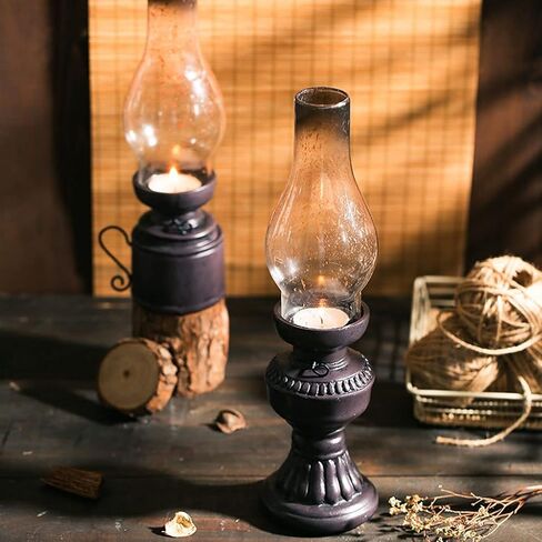 Candleabra Nordic Retro with Handle Candlestick Glass Lampshade Desktop Decorative Ornaments Suitable for Living Room Study Tea Room Candelabras(Medium) in Saudi Arabia