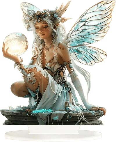 Fairy Desktop Ornament, 2D Flat Acrylic Art Butterfly Elf Tabletop Decoration, Home Study Room Bookshel Office Creative Decor Supplies (A) in Kuwait