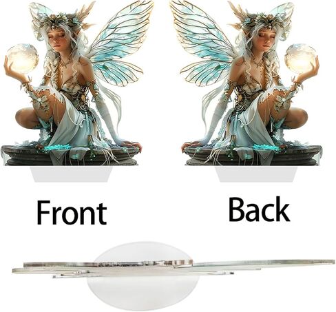 Fairy Desktop Ornament, 2D Flat Acrylic Art Butterfly Elf Tabletop Decoration, Home Study Room Bookshel Office Creative Decor Supplies (A) in Kuwait