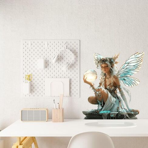 Fairy Desktop Ornament, 2D Flat Acrylic Art Butterfly Elf Tabletop Decoration, Home Study Room Bookshel Office Creative Decor Supplies (A) in Kuwait