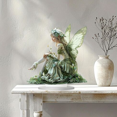 Fairy Desktop Ornament, 2D Flat Acrylic Art Butterfly Elf Tabletop Decoration, Home Study Room Bookshel Office Creative Decor Supplies (A) in Kuwait