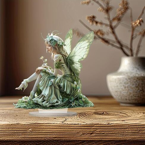 Fairy Desktop Ornament, 2D Flat Acrylic Art Butterfly Elf Tabletop Decoration, Home Study Room Bookshel Office Creative Decor Supplies (A) in Kuwait