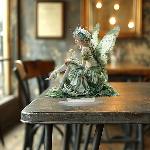 Fairy Desktop Ornament, 2D Flat Acrylic Art Butterfly Elf Tabletop Decoration, Home Study Room Bookshel Office Creative Decor Supplies (A) in Kuwait