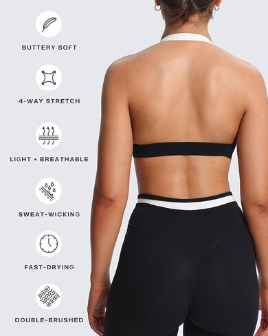 Aoxjox Women's Color Block Halter Workout Sports Bras Fitness Athletic Vanessa Bra Yoga Crop Tank in Saudi Arabia