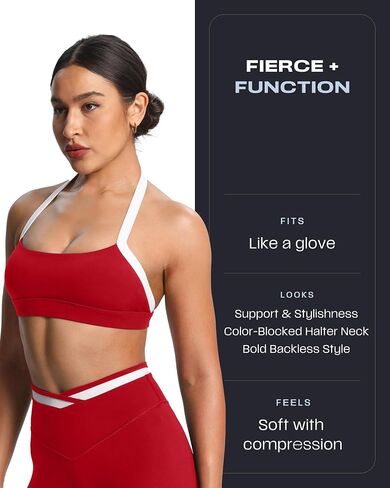 Aoxjox Women's Color Block Halter Workout Sports Bras Fitness Athletic Vanessa Bra Yoga Crop Tank in Kuwait