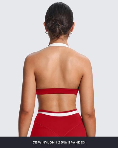Aoxjox Women's Color Block Halter Workout Sports Bras Fitness Athletic Vanessa Bra Yoga Crop Tank in Kuwait