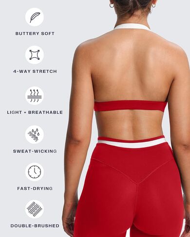Aoxjox Women's Color Block Halter Workout Sports Bras Fitness Athletic Vanessa Bra Yoga Crop Tank in Kuwait