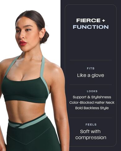 Aoxjox Women's Color Block Halter Workout Sports Bras Fitness Athletic Vanessa Bra Yoga Crop Tank in Kuwait