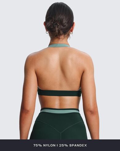 Aoxjox Women's Color Block Halter Workout Sports Bras Fitness Athletic Vanessa Bra Yoga Crop Tank in Kuwait