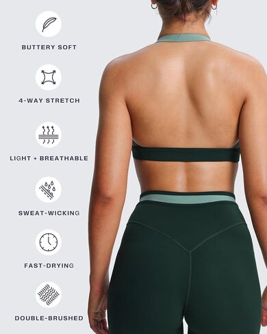 Aoxjox Women's Color Block Halter Workout Sports Bras Fitness Athletic Vanessa Bra Yoga Crop Tank in Kuwait