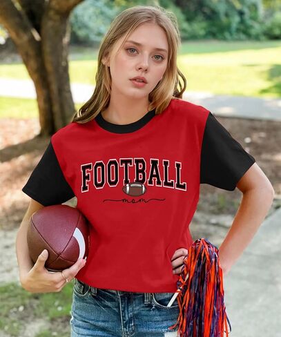 قمصان كرة القدم للنساء لعبة يوم كرة القدم أمي Tshirt Loving Lover Bow Graphic Tee Shirt in Kuwait