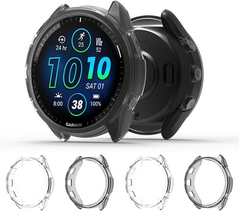 4-Pack Screen Protector Case Compatible with Garmin Forerunner® 965 Running Smartwatch, Ultra-Thin Hard PC Protective Cover Slim for Tempered Glass for Forerunner 965 Accessories in Kuwait