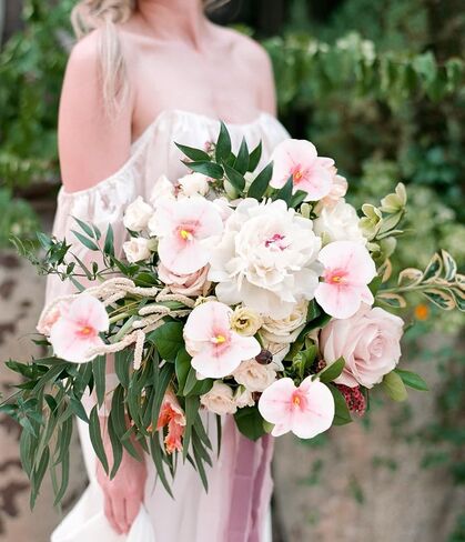 White Orchids Artificial Flowers 6 Bouquets 18 Heads Real Touch Faux Orchid Fake Flowers Bouquet for Vase Table Centerpiece Home Wedding Party Garden Decoration(White) in Kuwait