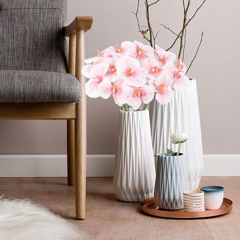 White Orchids Artificial Flowers 6 Bouquets 18 Heads Real Touch Faux Orchid Fake Flowers Bouquet for Vase Table Centerpiece Home Wedding Party Garden Decoration(White) in Kuwait