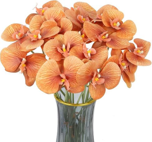 White Orchids Artificial Flowers 6 Bouquets 18 Heads Real Touch Faux Orchid Fake Flowers Bouquet for Vase Table Centerpiece Home Wedding Party Garden Decoration(White) in Kuwait