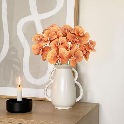 White Orchids Artificial Flowers 6 Bouquets 18 Heads Real Touch Faux Orchid Fake Flowers Bouquet for Vase Table Centerpiece Home Wedding Party Garden Decoration(White) in Kuwait