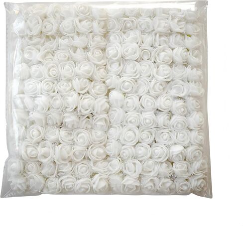 144Pcs Mini Foam Roses Artificial Flowers Bulk, Foam Small Flowers Heads for Crafts, Fake Roses for Decoration, Tiny Flowers (White) in Saudi Arabia