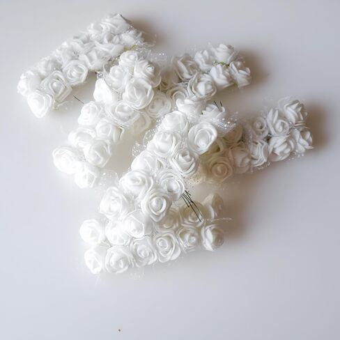 144Pcs Mini Foam Roses Artificial Flowers Bulk, Foam Small Flowers Heads for Crafts, Fake Roses for Decoration, Tiny Flowers (White) in Saudi Arabia