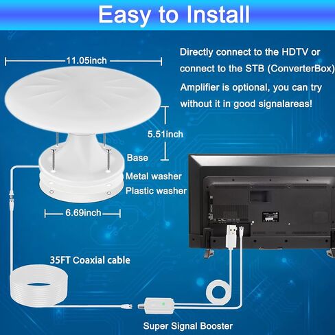 RV TV Antennas Roof Mounted, Portable RV Antenna for Camper, White in Kuwait