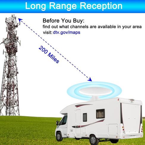 RV TV Antennas Roof Mounted, Portable RV Antenna for Camper, White in Kuwait