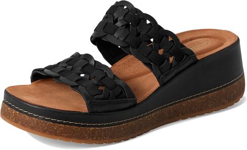 Clarks Women's Kassanda Mule Wedge Sandal, Blue Combi Leather, 10 in Saudi Arabia
