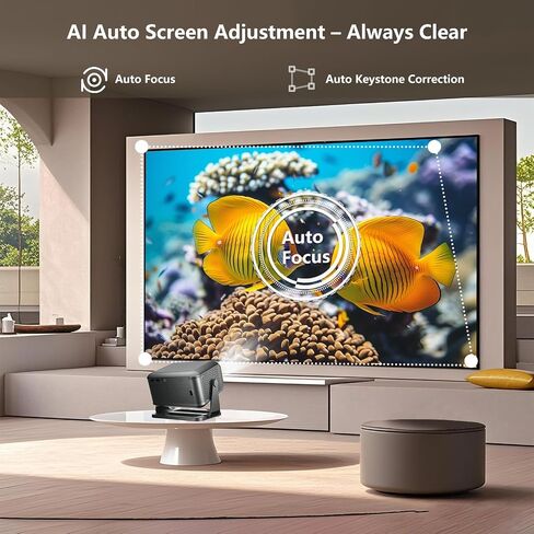 【Netflix-Licensed & Auto Focus/Keystone】Smart Projector with Wifi and Bluetooth, Native 1080P 4K Support Outdoor Movie Projector, Home Ceiling Portable Mini Projector with Stand TV Cast in Saudi Arabia