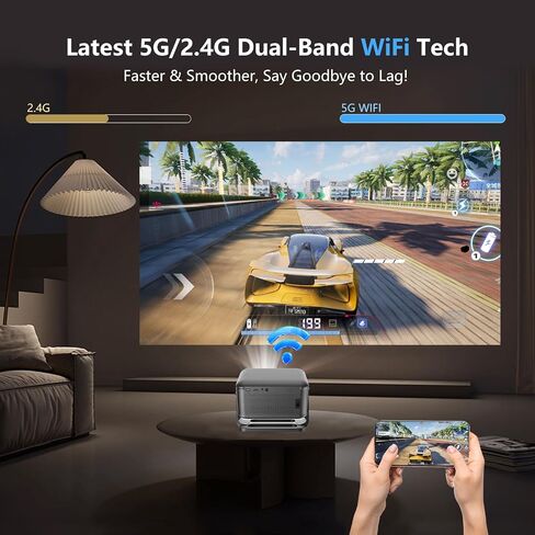 【Netflix-Licensed & Auto Focus/Keystone】Smart Projector with Wifi and Bluetooth, Native 1080P 4K Support Outdoor Movie Projector, Home Ceiling Portable Mini Projector with Stand TV Cast in Saudi Arabia