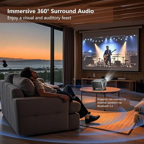 【Netflix-Licensed & Auto Focus/Keystone】Smart Projector with Wifi and Bluetooth, Native 1080P 4K Support Outdoor Movie Projector, Home Ceiling Portable Mini Projector with Stand TV Cast in Saudi Arabia