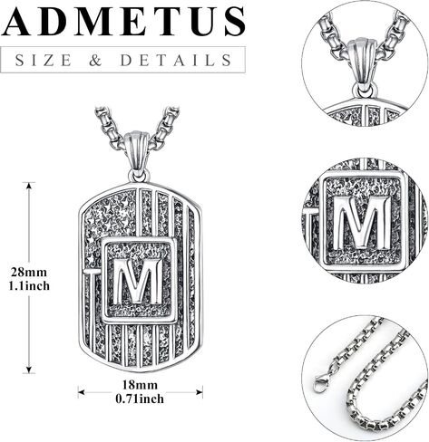 ADMETUS American Flag Initial Necklace 925 Sterling Silver Letter Pendant Jewelry American Flag Gifts for Men Women Patriot with 2.5mm 22"+2" Rolo Chain in Kuwait