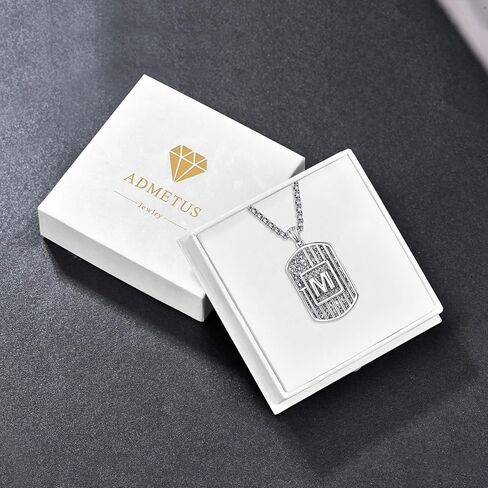 ADMETUS American Flag Initial Necklace 925 Sterling Silver Letter Pendant Jewelry American Flag Gifts for Men Women Patriot with 2.5mm 22"+2" Rolo Chain in Kuwait
