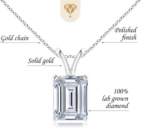 The Diamond Deal .25-1.00 قيسات الزمرد الشكل اللامع Solitaire Solitaire Diamond Solitaire Netlace for Women Girls Infants | 14 كيلو أصفر أو أبيض أو روز/وردي مع سلسلة ذهبية 18 بوصة in Saudi Arabia