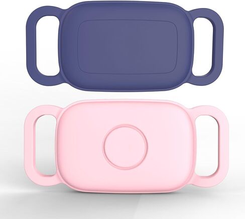 [2 Pack] Dog Collar Holder for Tile Pro 2024 Tracker, Waterproof Silicone case for Tile Life360 pro, Durable Flexible Scratch Resistant Cover Finder for pet cat Necklace Accessories(Black/Pink) in Saudi Arabia