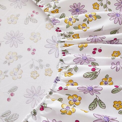 5 Pieces Toddler Comforter Set Purple Floral Toddler Bedding Set 5pcs Bed-in-a-Bag Purple Flower Toddler Sheet Set Crib Bed Set for Girls,1 Comforter,1 Flat Sheet, 1 Fitted Sheet and 2 Pillowcases in Saudi Arabia