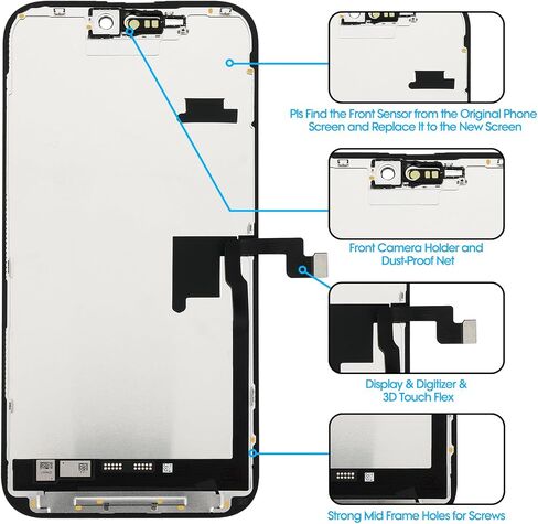 for iPhone 16 Plus Screen Replacement 6.9', COF FHD 3D Touch Display Full Repair kit, Digitizer Assembly with Tools Set, Tempered Glass, Instruction in Saudi Arabia