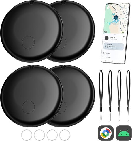تعقب علامة الهواء الذكية لنظام Android ، تعمل Google Android Tag Tracker مع Google Find My Meach (Find Hub) ، Finder/Mey/Luggage Tracker/Item Locator ، 4 Pack White in Kuwait