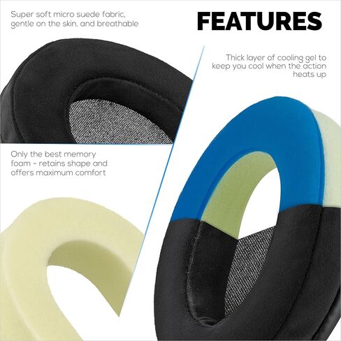 تسمم الغنم من جلد الغنم من أجل HyperX Cloud 1 ، 2 اللاسلكي ، الأساسي ، الطيران S ، Headsets ALPHA والمزيد ، الجلود الناعمة ، هلام التبريد ، الراحة الإضافية ، متينة وطويلة من Brainwavz in Kuwait