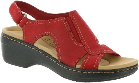 Clarks Womens Airabell Mid Wedge Sandal و Sand Leather و 8 US in Saudi Arabia